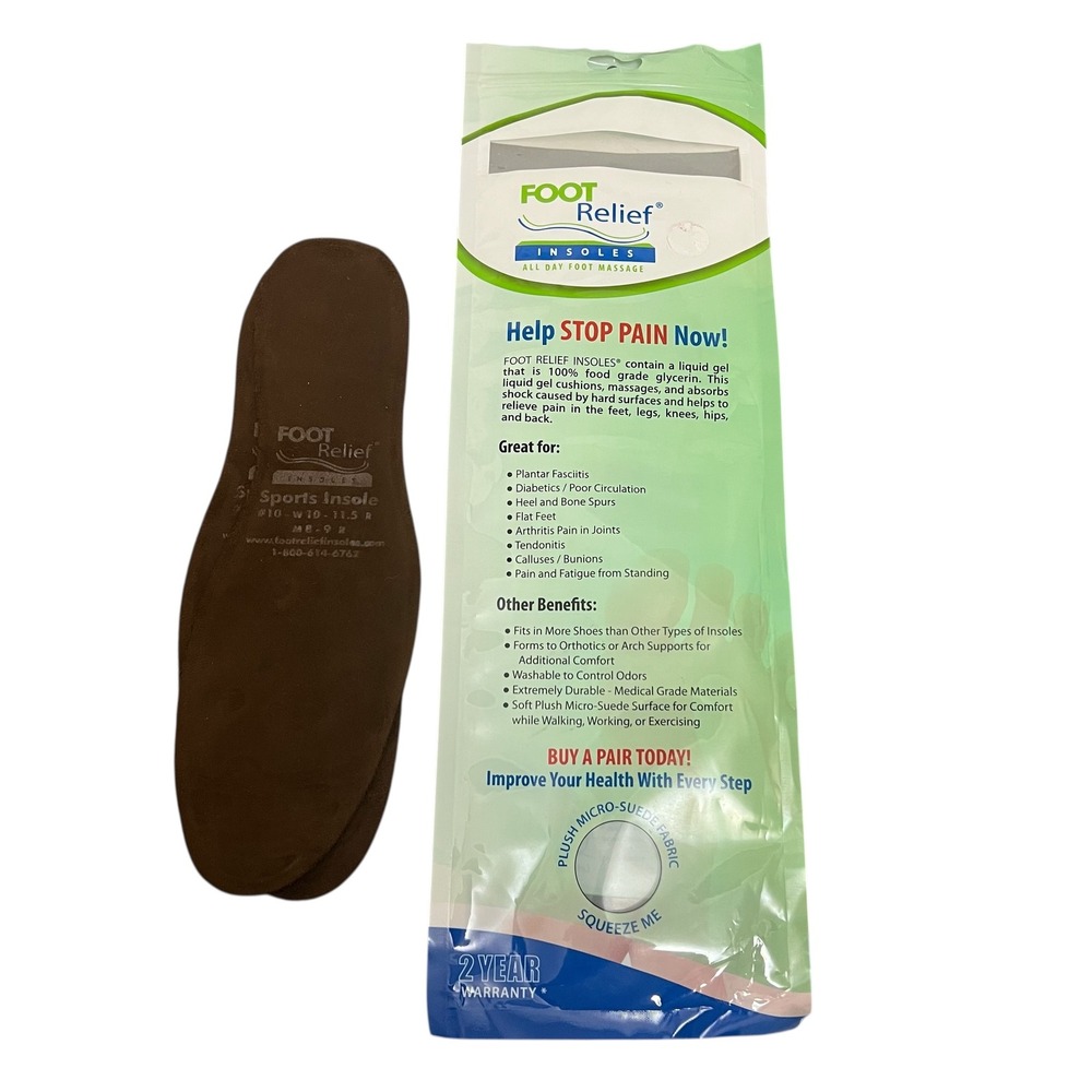 Foot Relief Sports Insoles Women 10 11.5 Men 8 9 Regular Reflexology Gel Cushion - Picture 4 of 6